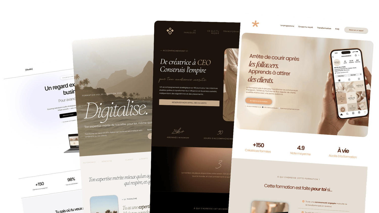 Aperçu des 4 templates de la collection