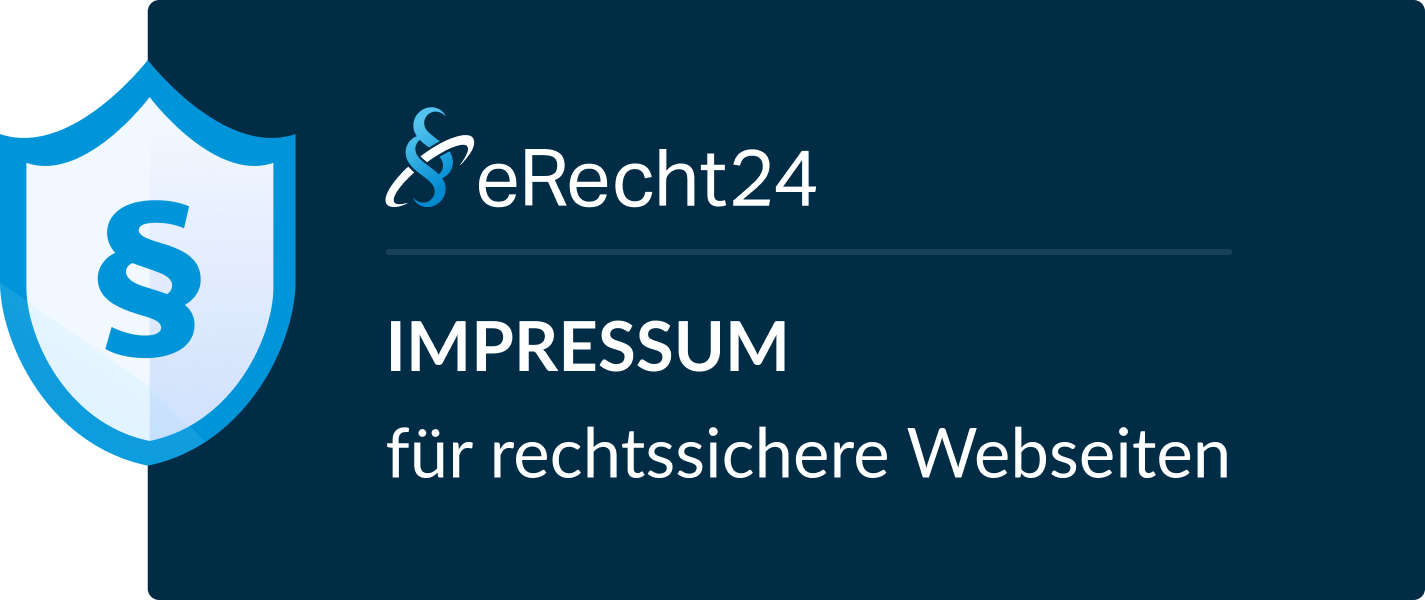 "eRecht24 Impressum - Rechtssichere Webseiten erstellen mit professionellen Impressumsvorlagen und Datenschutz-Tools."