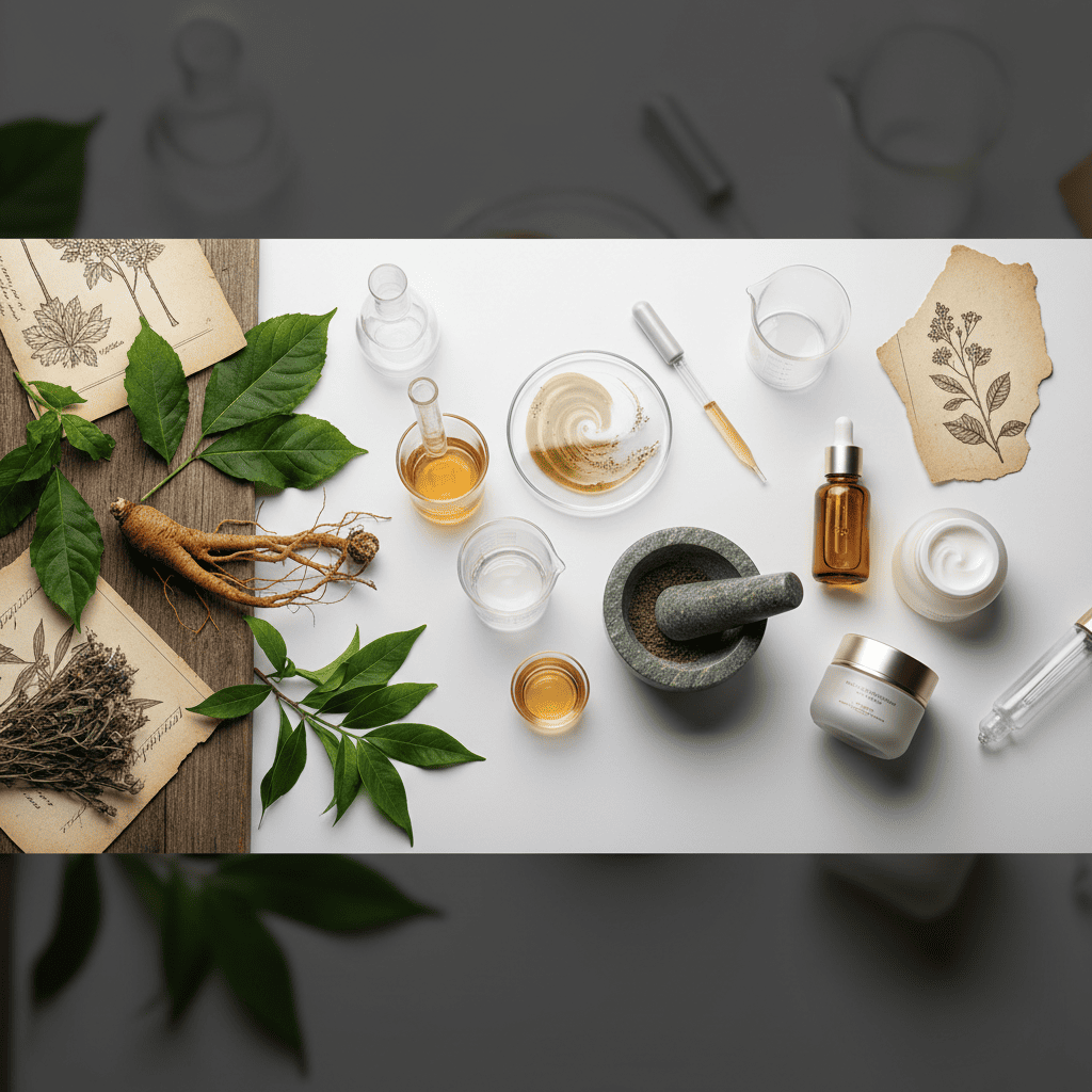 Traditional herbal medicine manuscripts with modern cosmeceutical formulation using ethically sourced Yunnan plant species