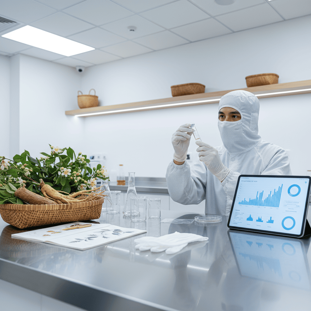 ISO-certified cleanroom production analyzing Yunnan highland botanical efficacy data for evidence-based cosmeceutical innovation