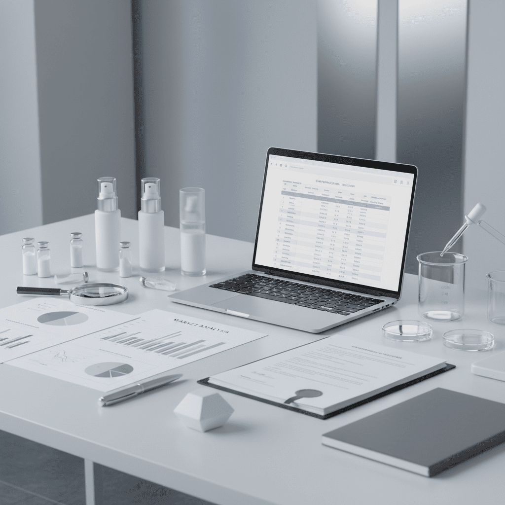 Market research analysis and regulatory compliance documents for private label skincare business launch strategy planning