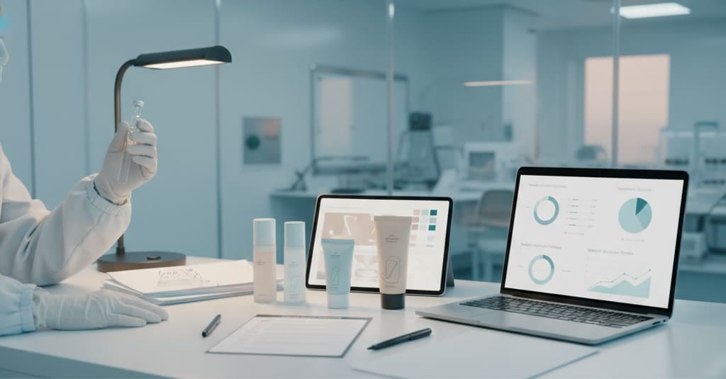 GMP-certified private label manufacturer conducting ingredient safety testing and quality assurance for skincare products