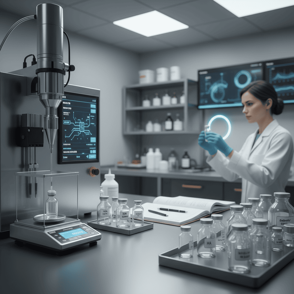 Automated dispensing system with process validation technology ensuring quality cosmetics batch consistency at scale