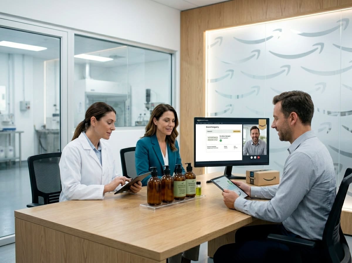 Cosmetic lab expert and E-commerce expert meeting for product distribution on Amazon