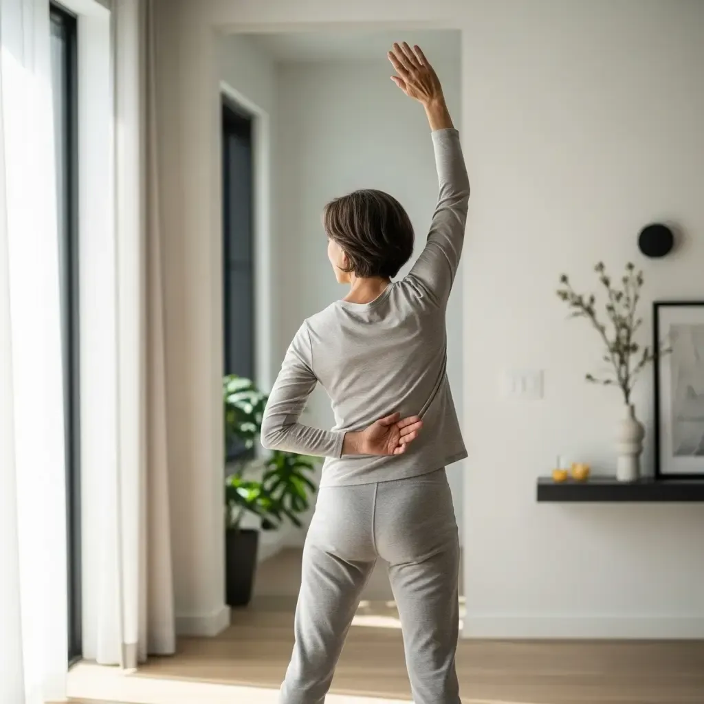 Adult person doing light daily movement supporting overall wellness