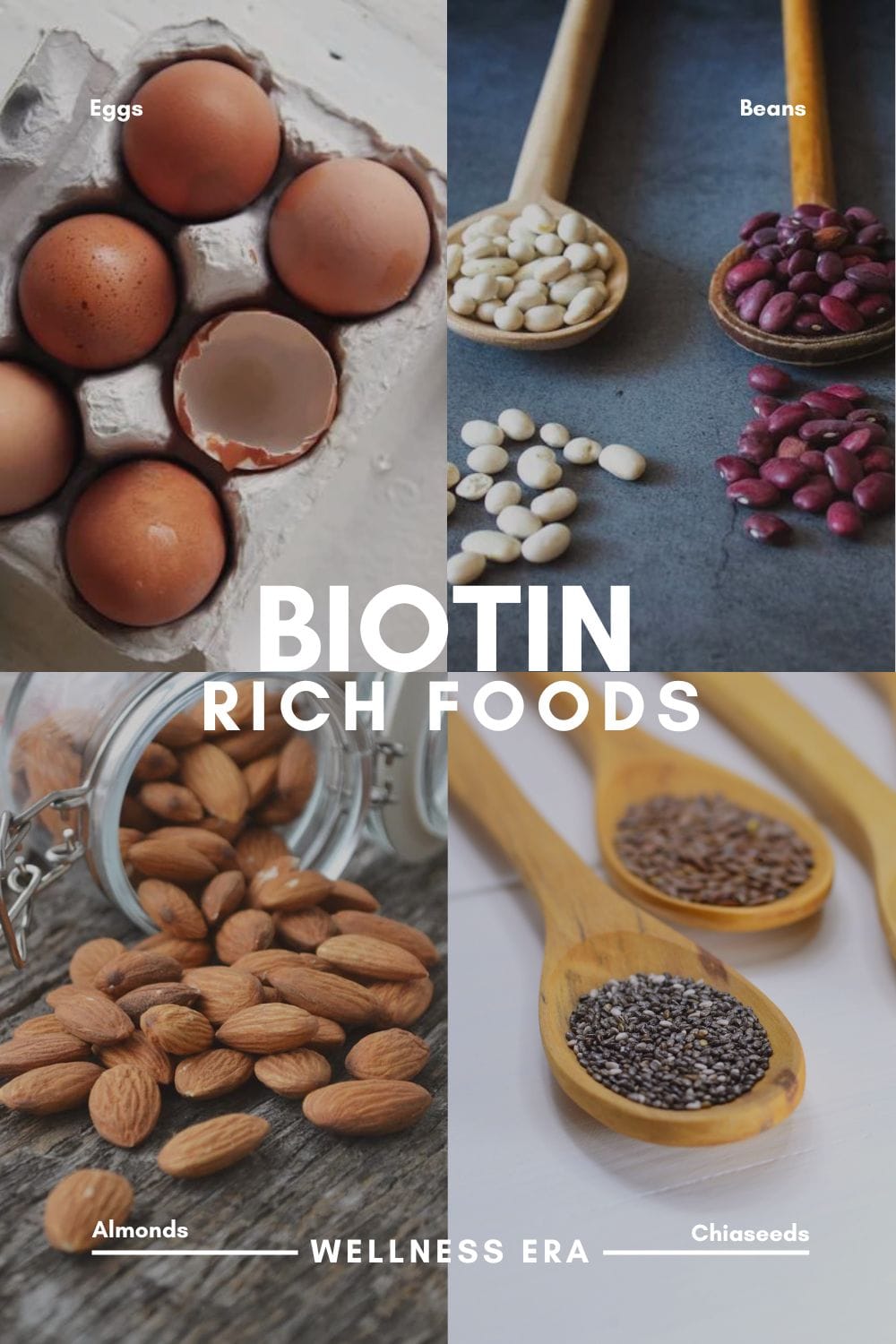 whole food nutrients:biotin rich foods found in eggs, nuts, and seeds - wellness era