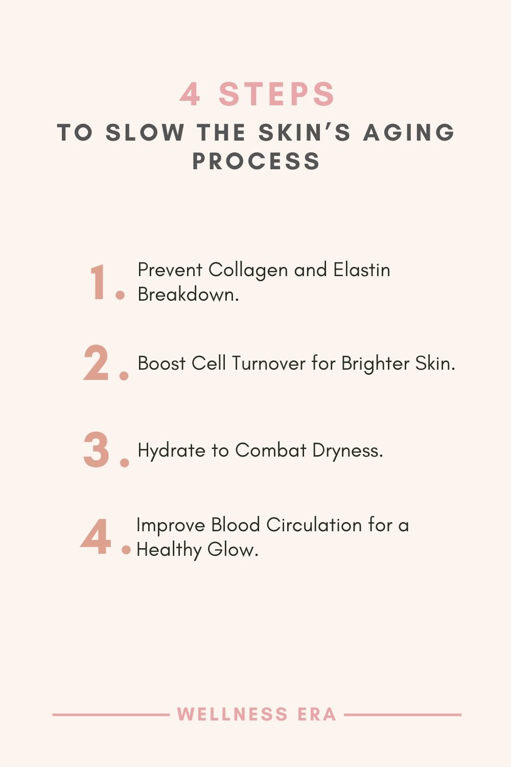 4 steps to Slow the Skin’s Aging Process - list