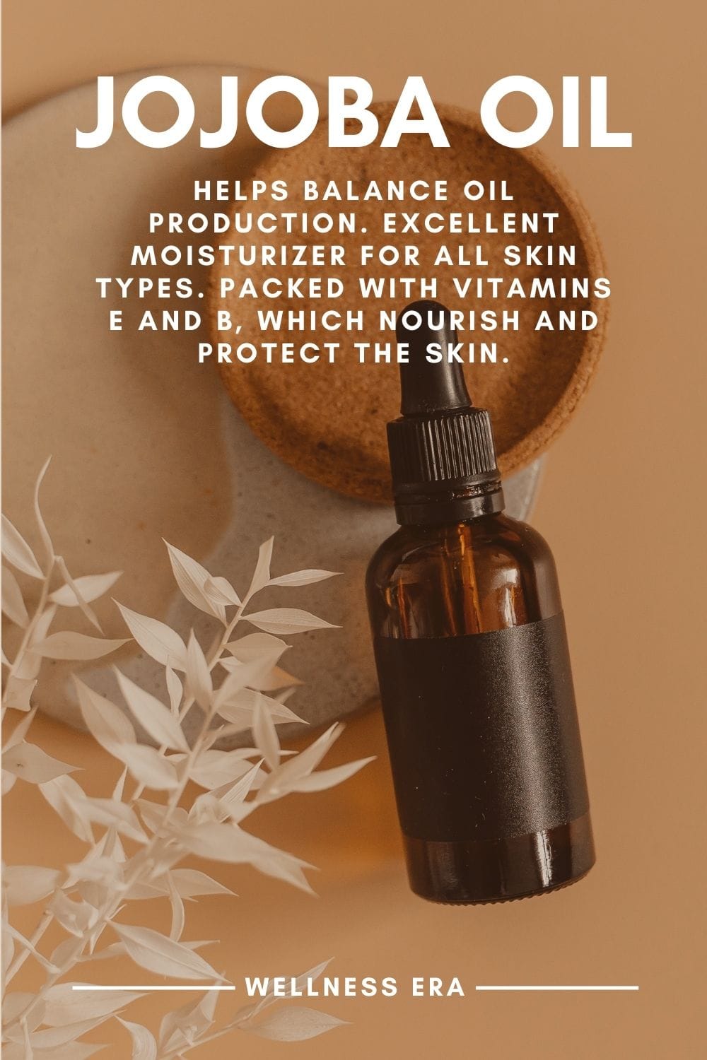 natural skin care ingredient: jojoba oil - Unique because it closely mimics the skin’s natural sebum, making it an excellent moisturizer for all skin types, from dry to oily. It helps balance oil production, making it ideal for those struggling with acne or clogged pores. It’s packed with vitamins E and B, which nourish and protect the skin. - wellness era