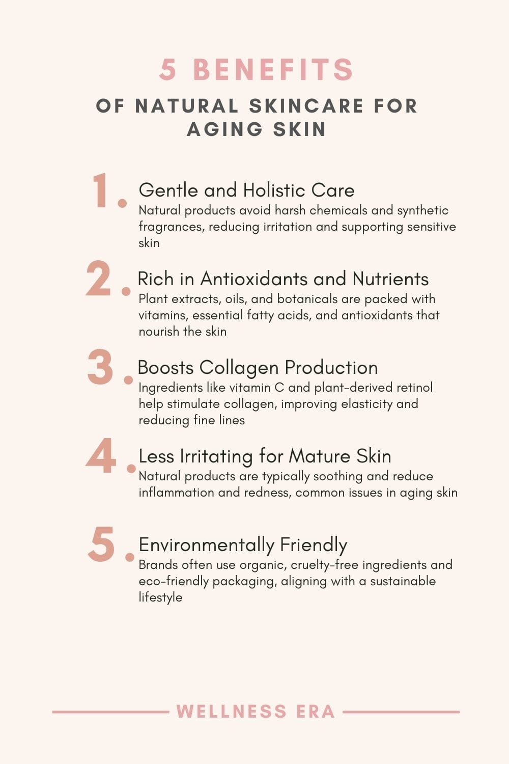 List “5 Benefits of Natural Skincare for Aging Skin: ”