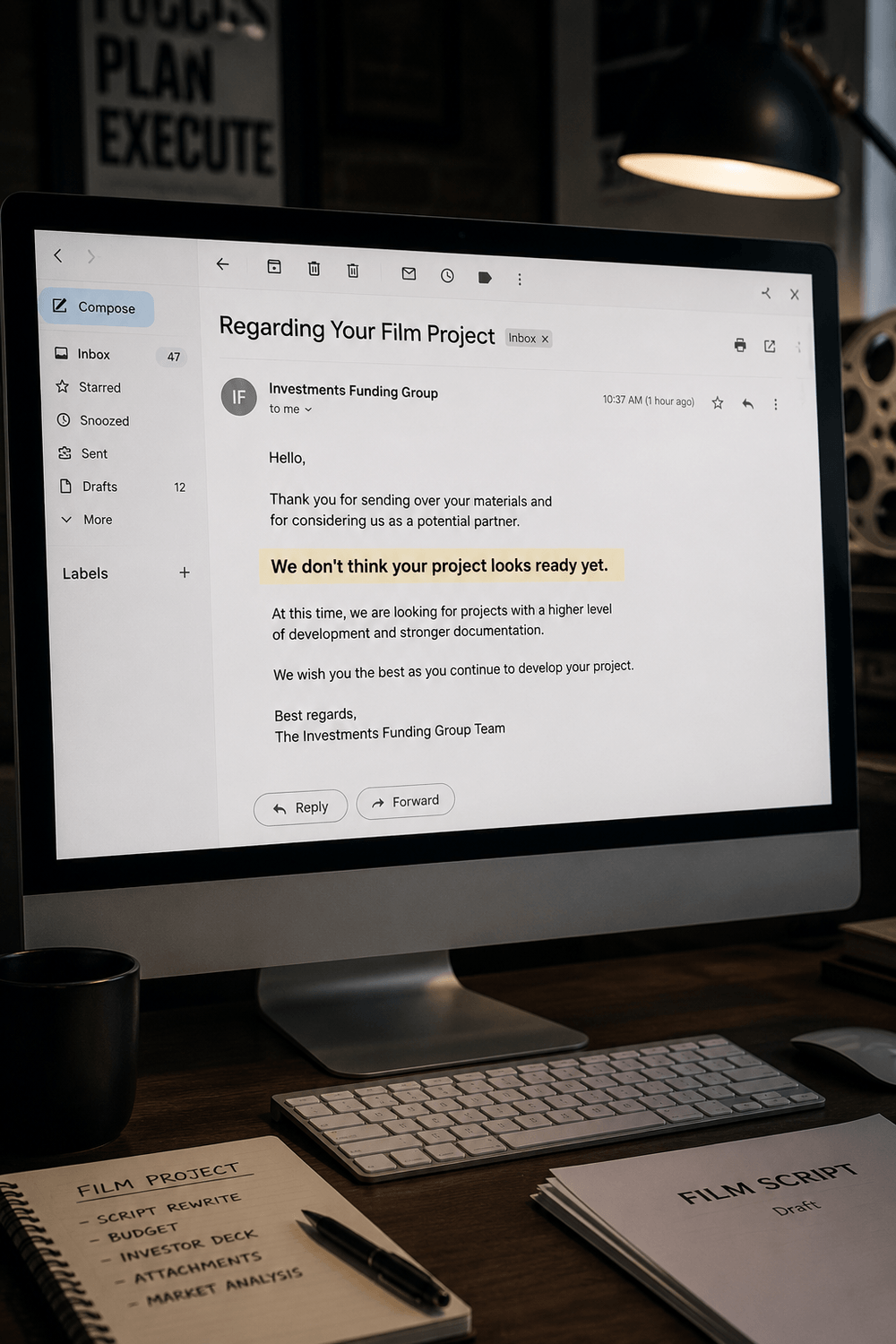 Independent film producer waiting for an investor response