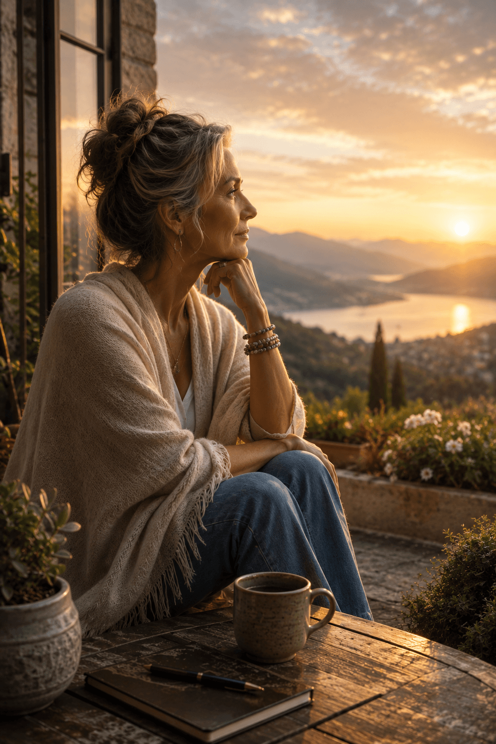 Woman reflecting on her life after 50