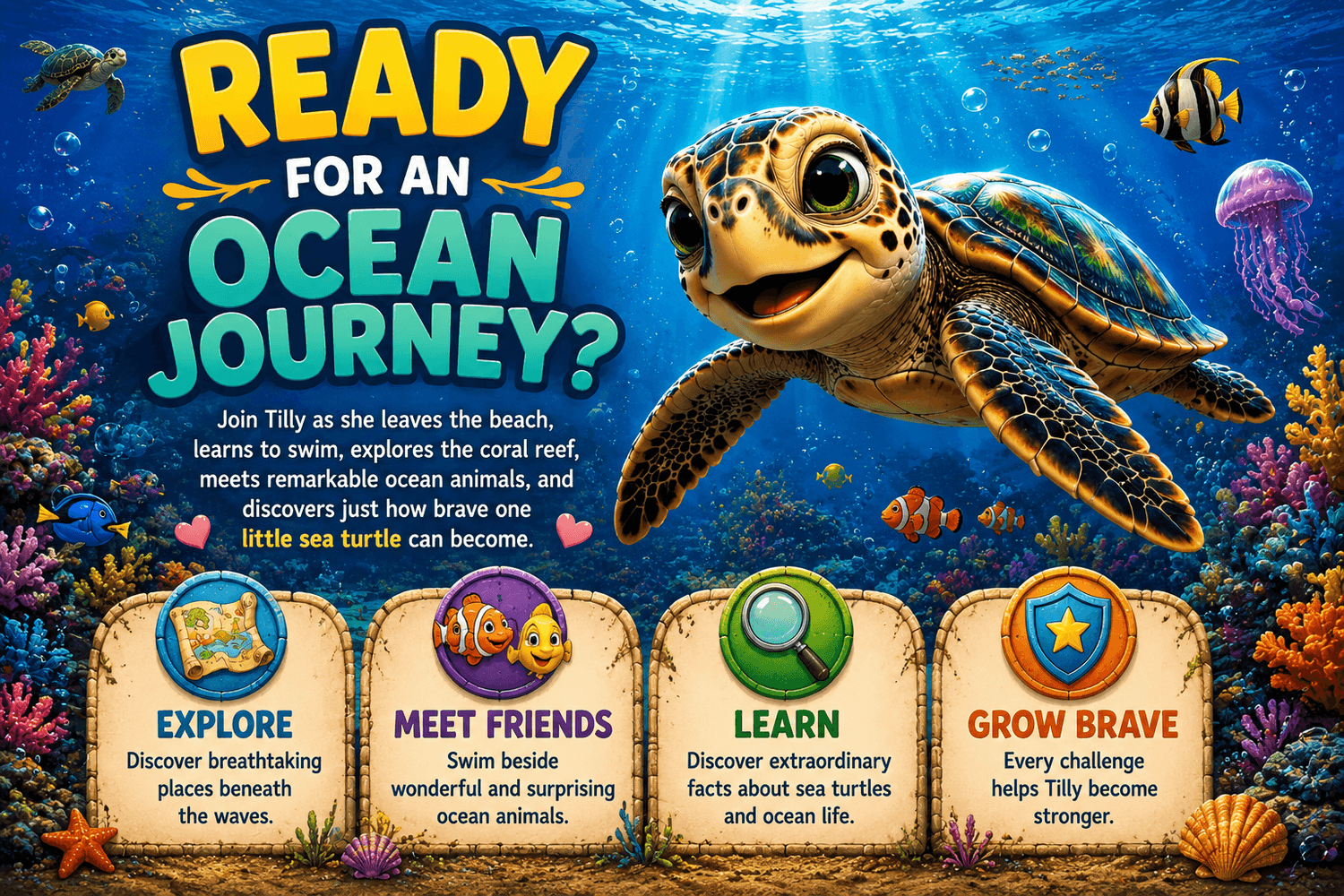 Tilly the Sea Turtle ready for an ocean journey