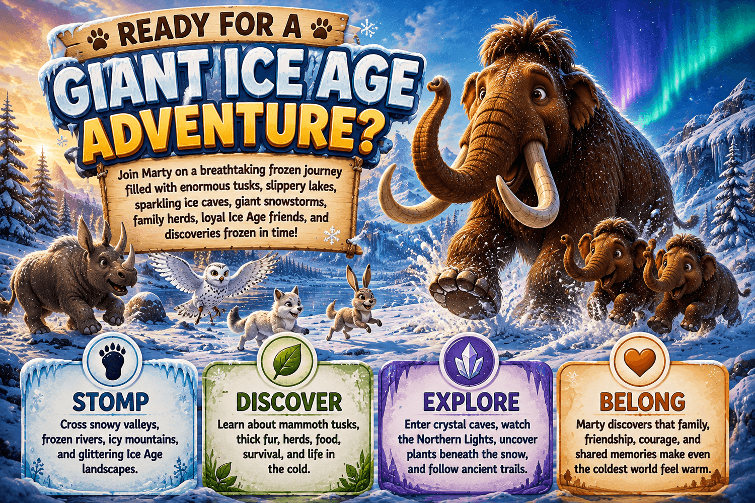 Marty the Mammoth ready for a giant Ice Age adventure