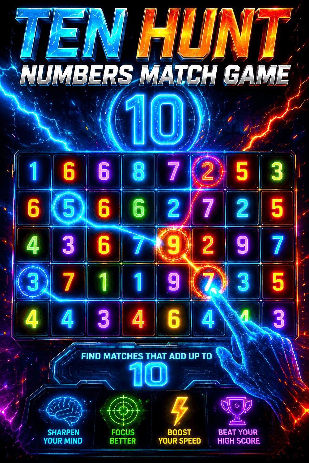 Ten Hunt Numbers Match Game