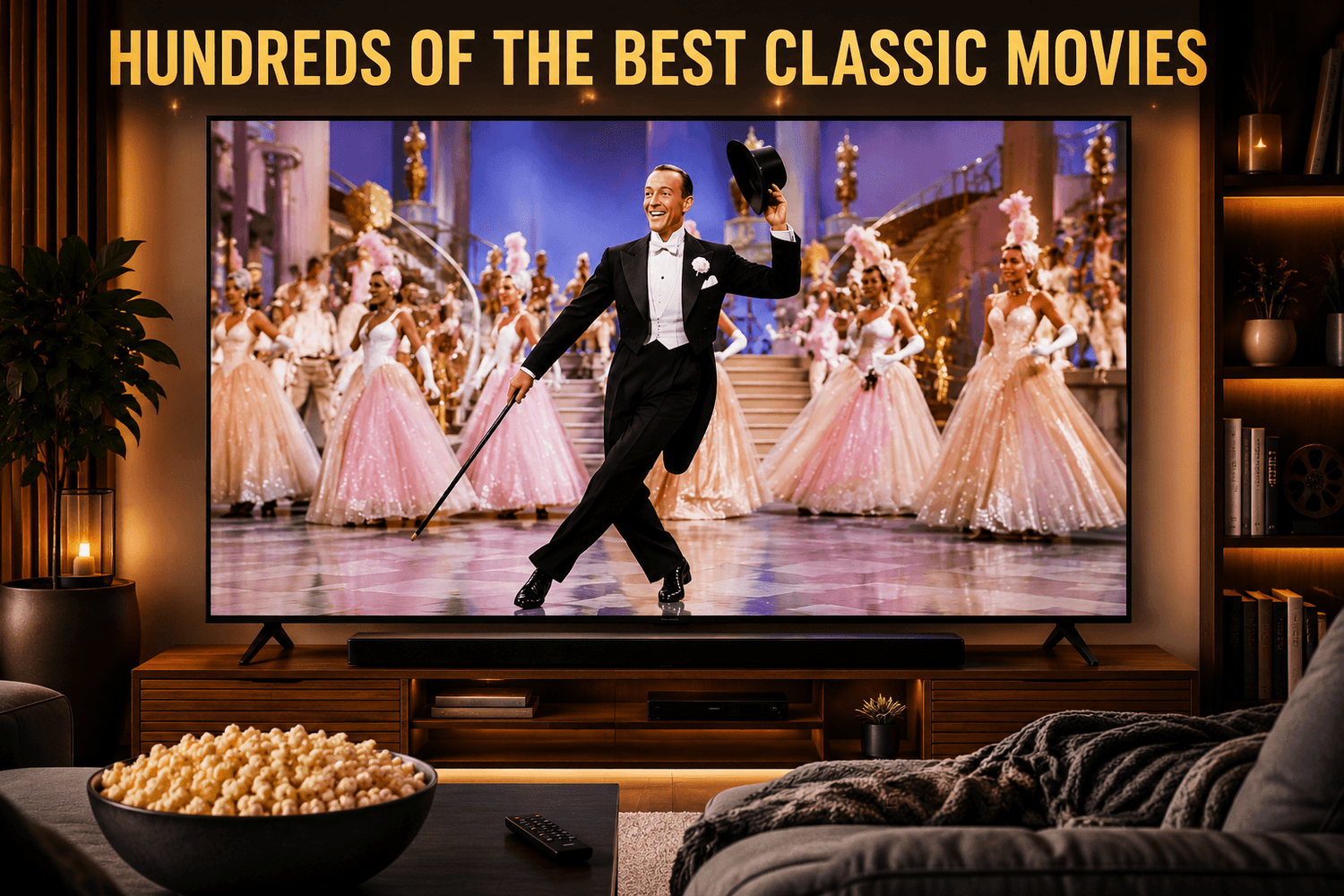 Classic movie playing on a television