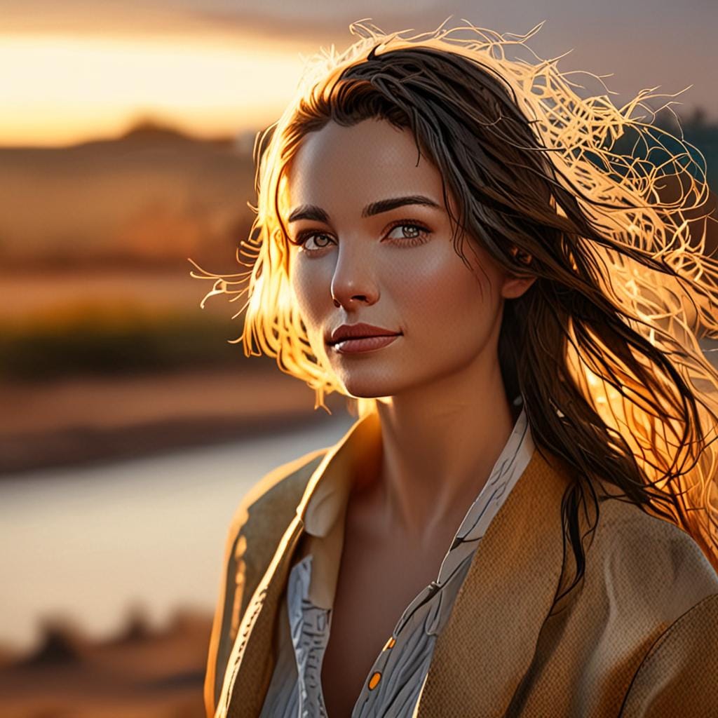 woman golden hour calm serene