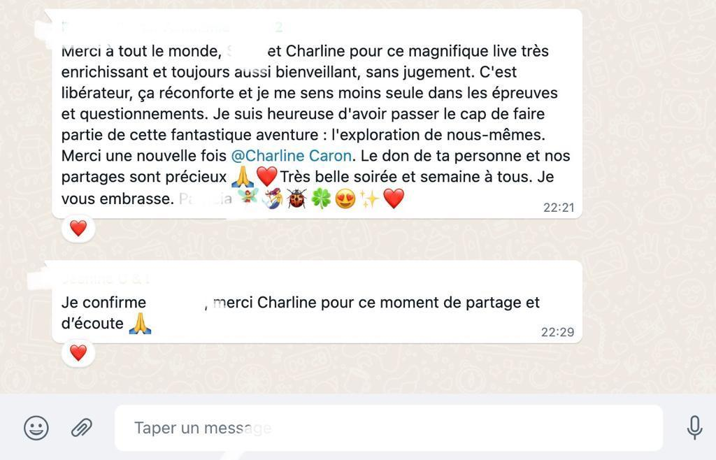 Témoignage WhatsApp — Bienveillance