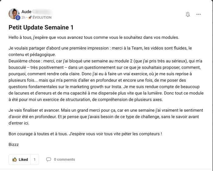 Aude — semaine 1