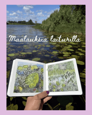 Luova vesiväriharjoitus, tehdään vesiväreillä värikartta ja piirretään kynillä kuvioita. luovuudenlähde, luovuuden lukot, Kuretake-vesivärit, peitevärit, taidekurssi, verkkokurssitehtävä, taidekoulu