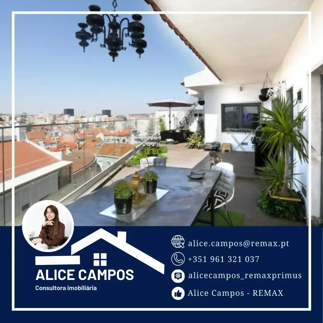 Penthouse de luxo com terraço panorâmico em Penha de França Lisboa, vista deslumbrante sobre a cidade