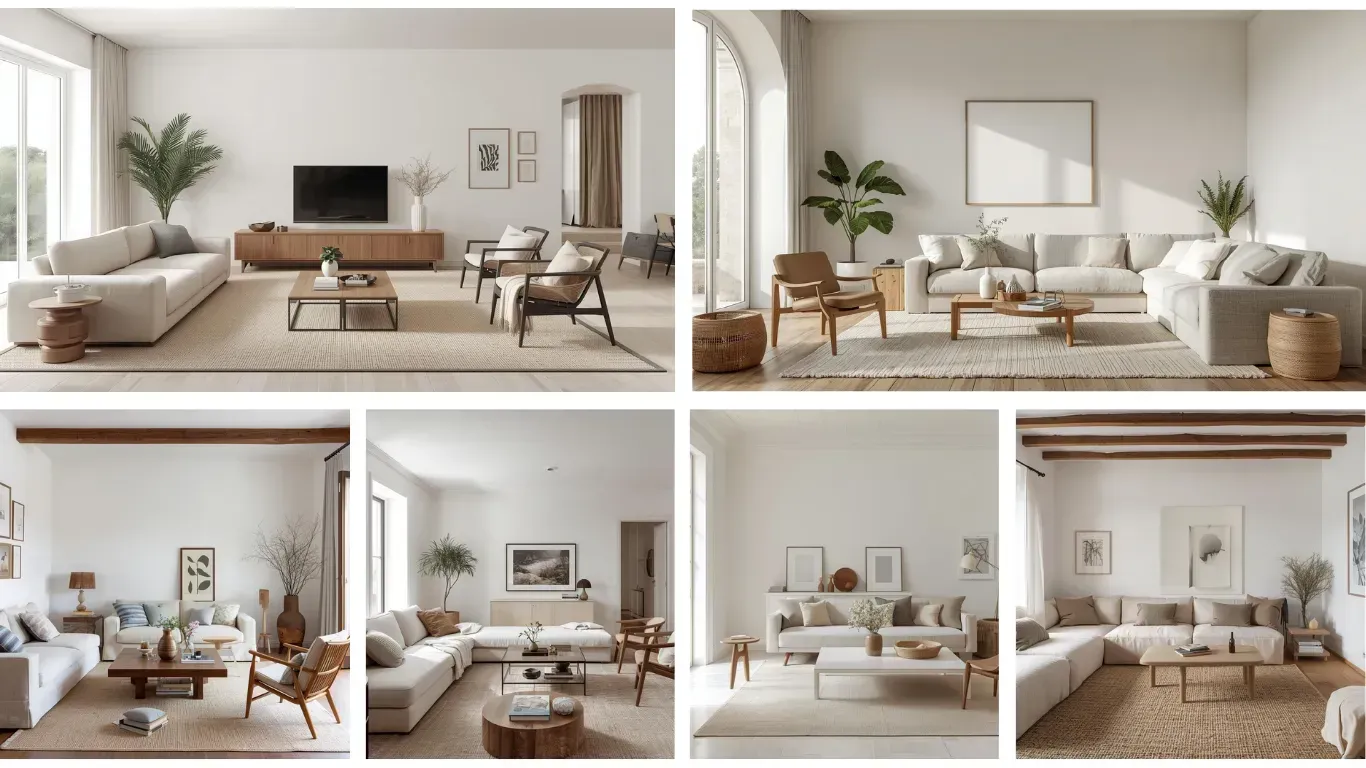 Sala de estar despersonalizada e organizada para home staging