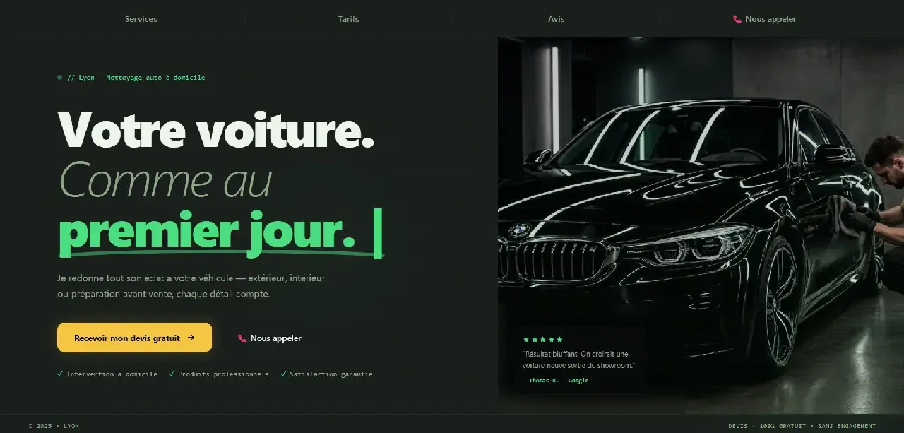 Exemple de page professionnelle réalisée pour un client