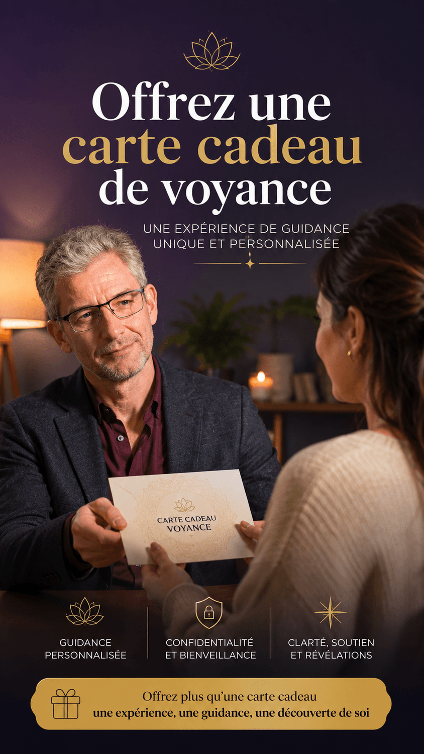 Une femme recoit la carte cadeau voyance quelle à commandée