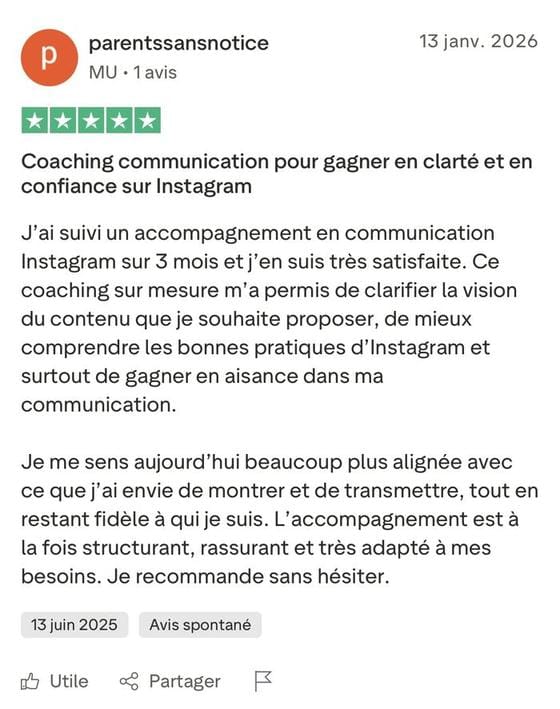 Avis Trustpilot cinq étoiles