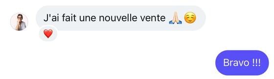 Cliente annonçant une nouvelle vente