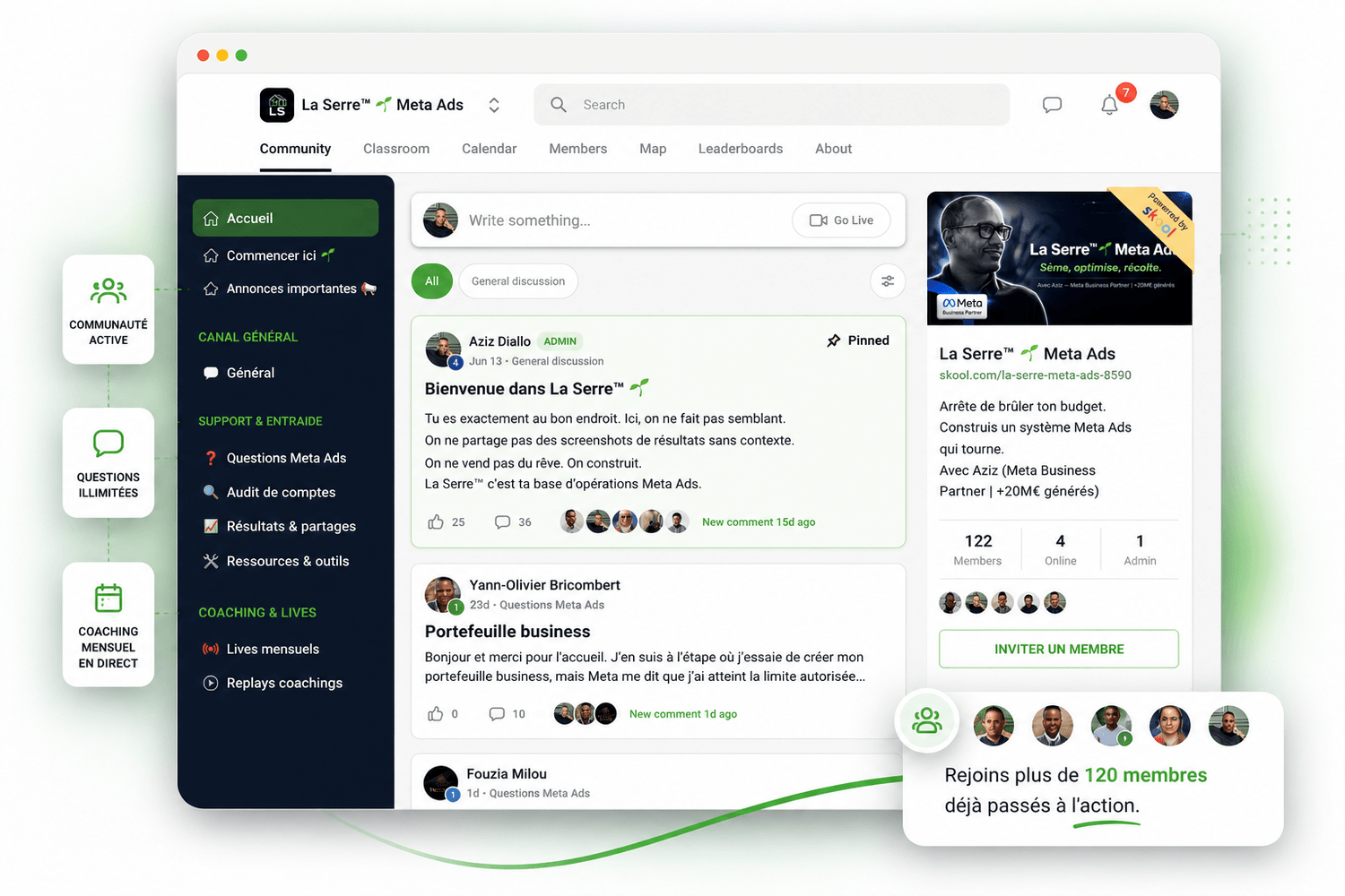 La Serre, communauté privée Meta Ads sur Skool