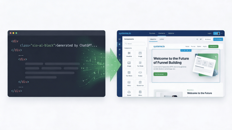 SioBuilderAI — HTML vers Systeme.io en un clic