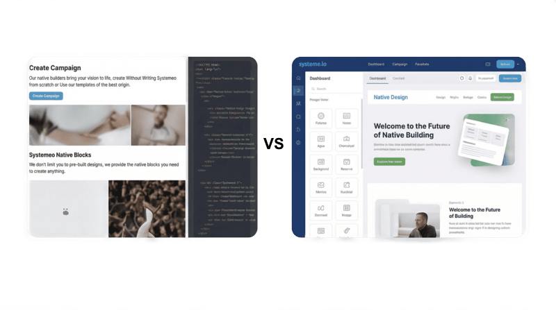 Code défectueux vs Constructeur natif Systeme.io