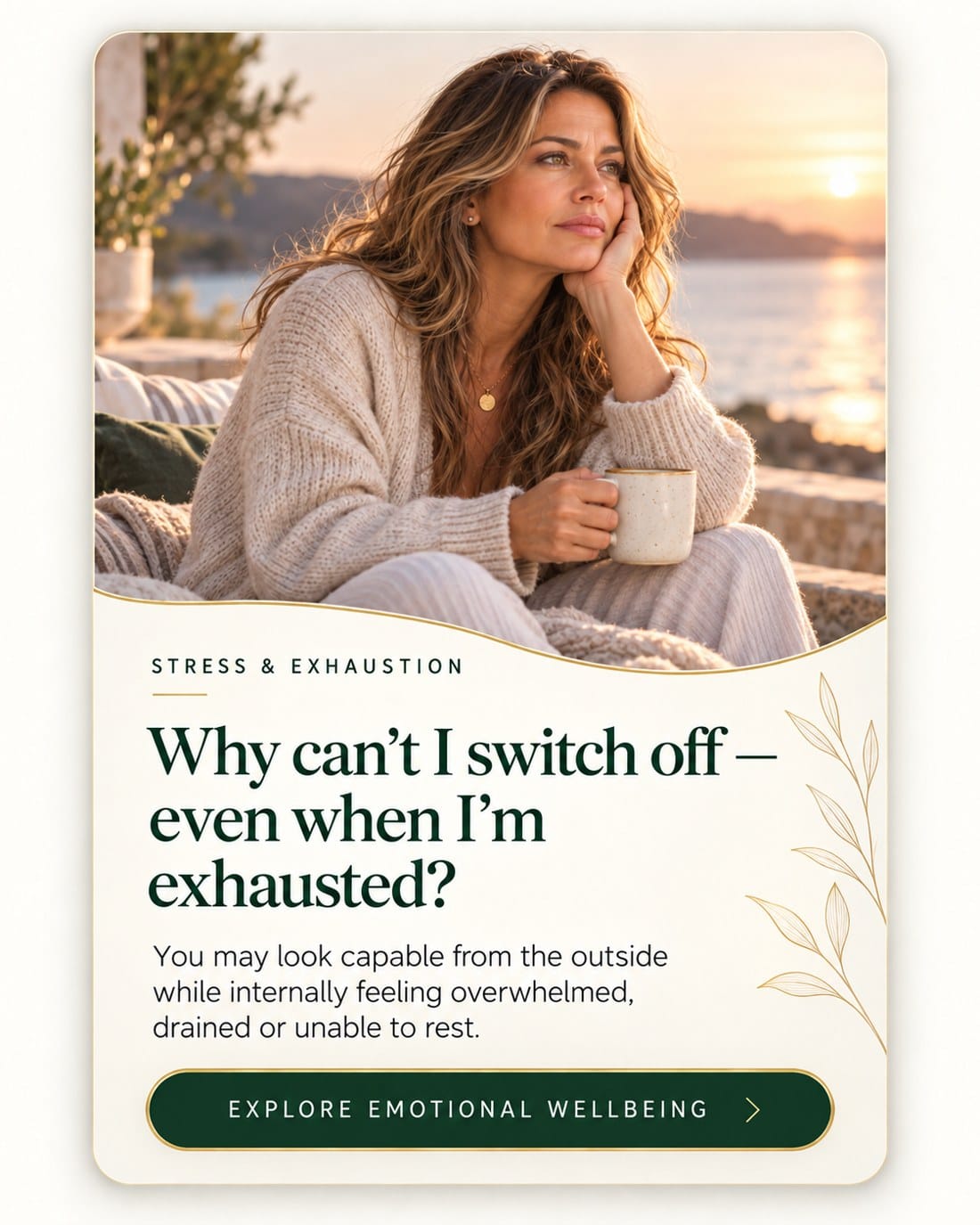 Calm natural setting representing stress relief and emotional wellbeing.