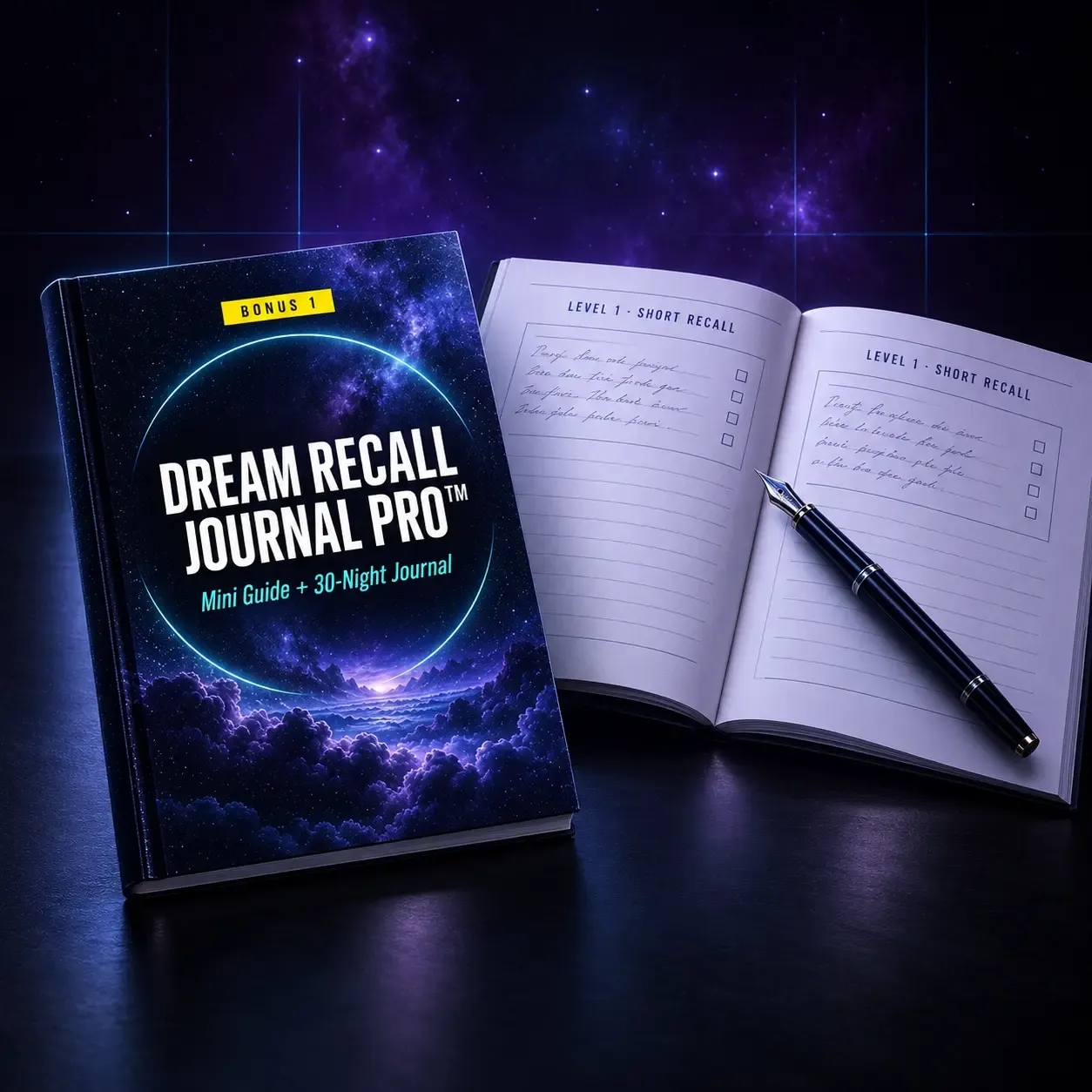 Dream Recall Journal Pro, a three-level dream journal with a 30-night recall log