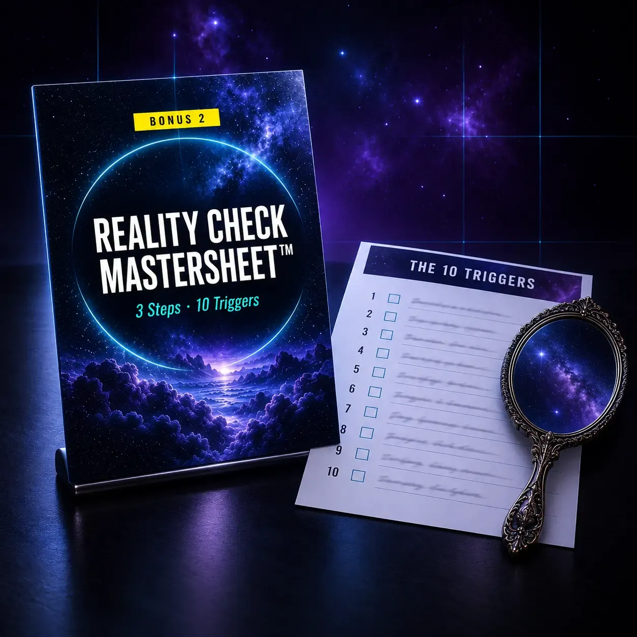 Reality Check MasterSheet with the 3-step method and 10 daily reality check triggers
