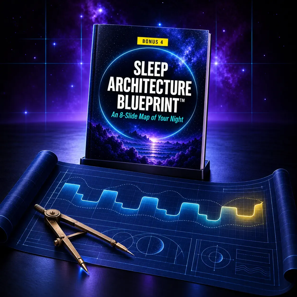 Sleep Architecture Blueprint, an 8-slide map of the night showing the last hours of sleep