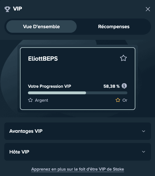 Stake et son systeme de niveau
