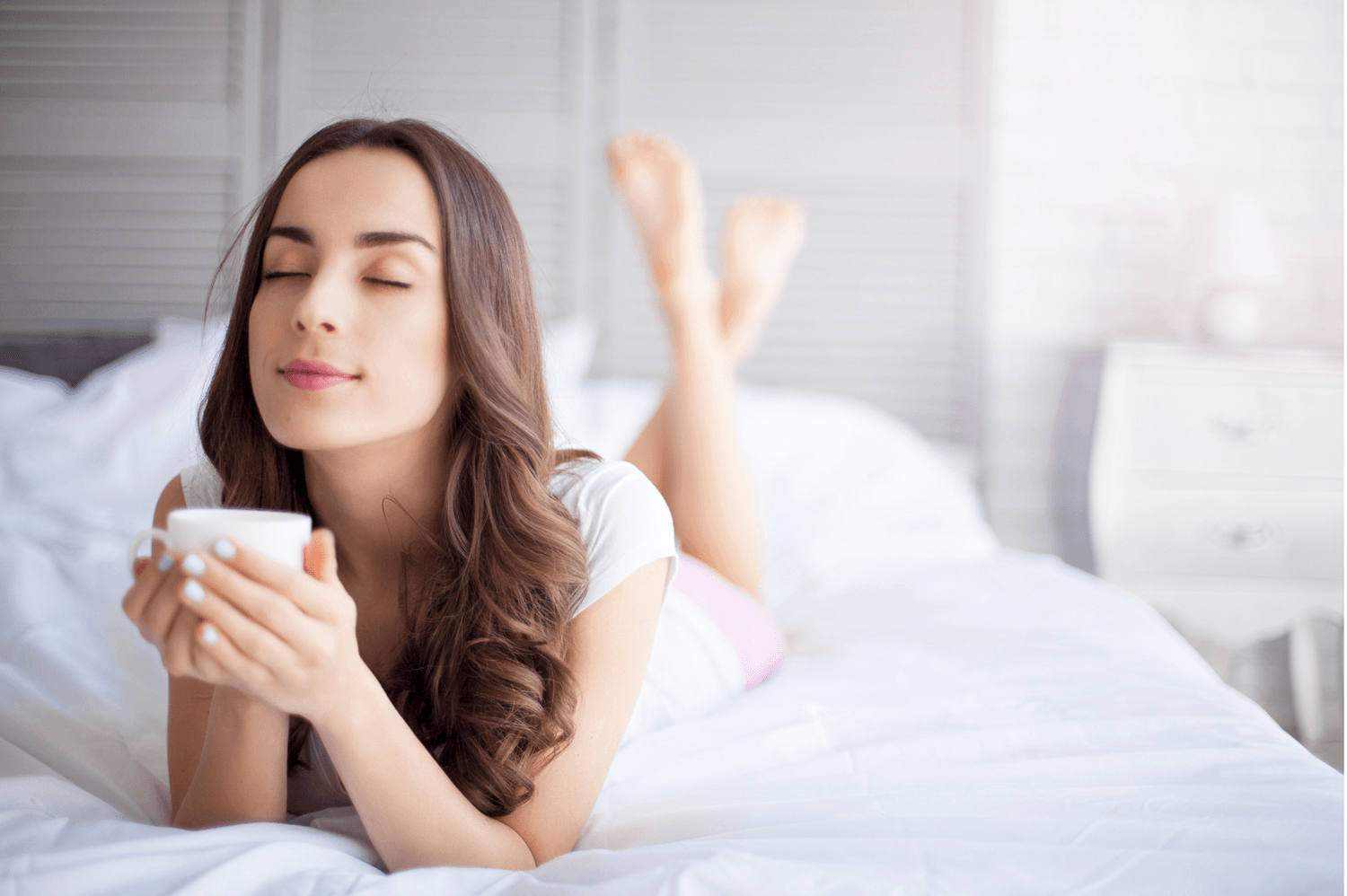 woman drinking coffee