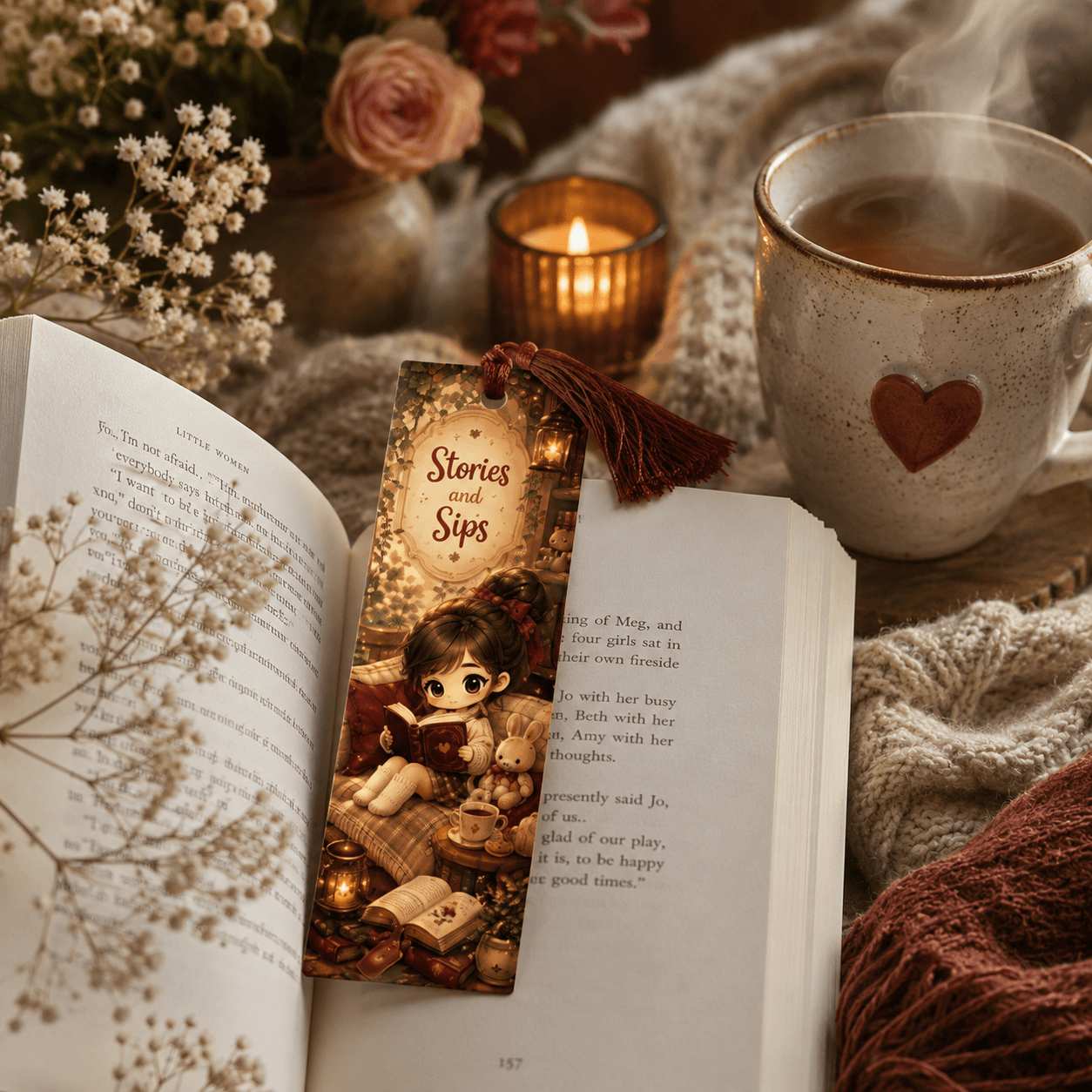 Cozy Fireside Reading Kitten