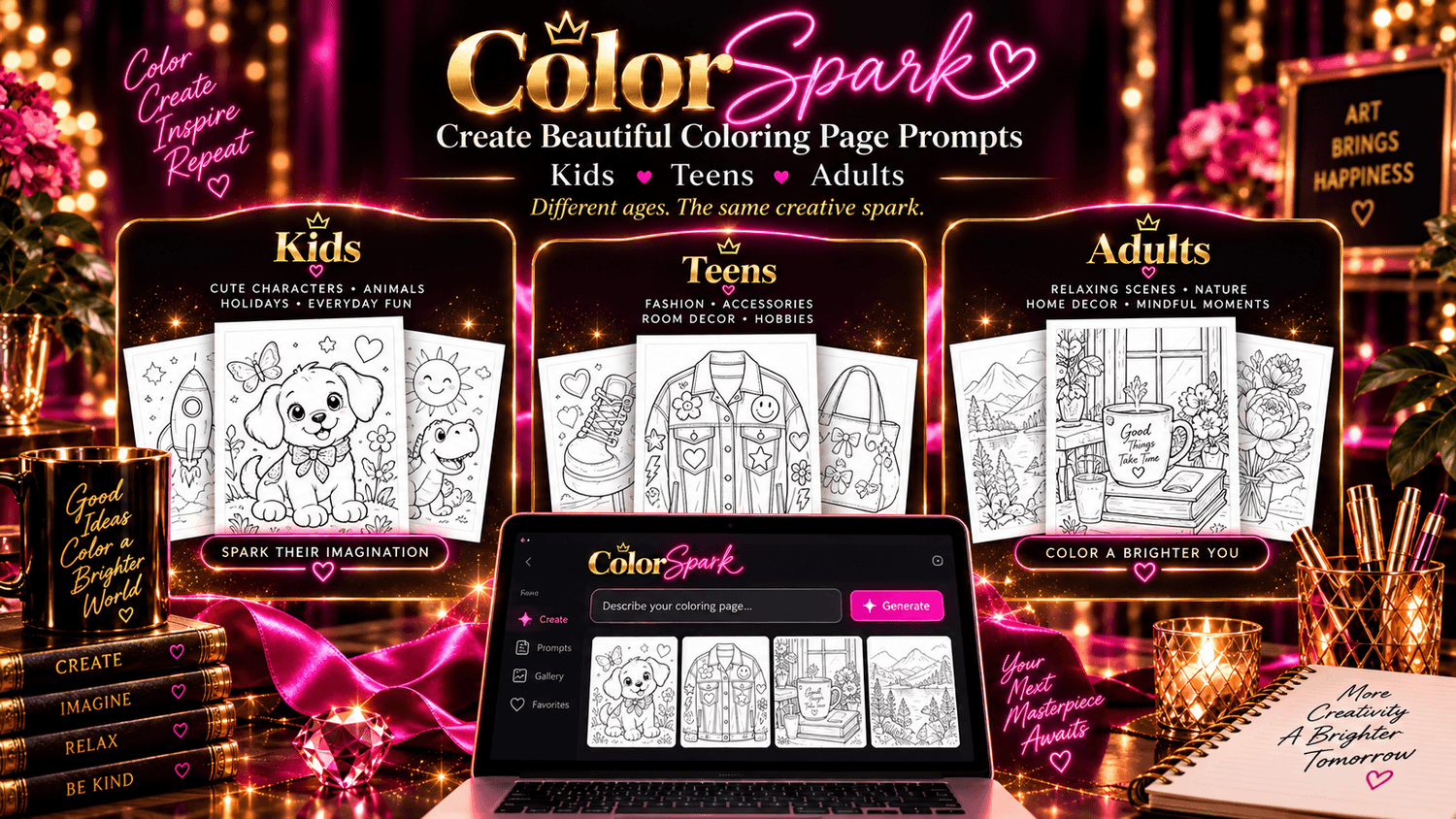 Coloring inspiration for Kids, Teens and Adults