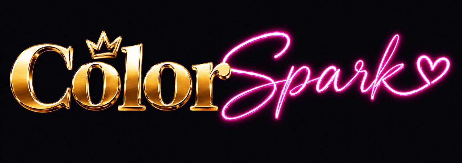 ColorSpark — gold lettering with pink script, crown and heart