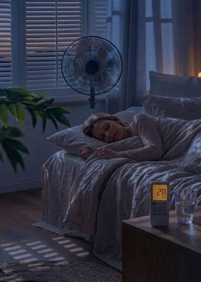 personne aux yeux secs au réveil après avoir dormi avec un ventilateur