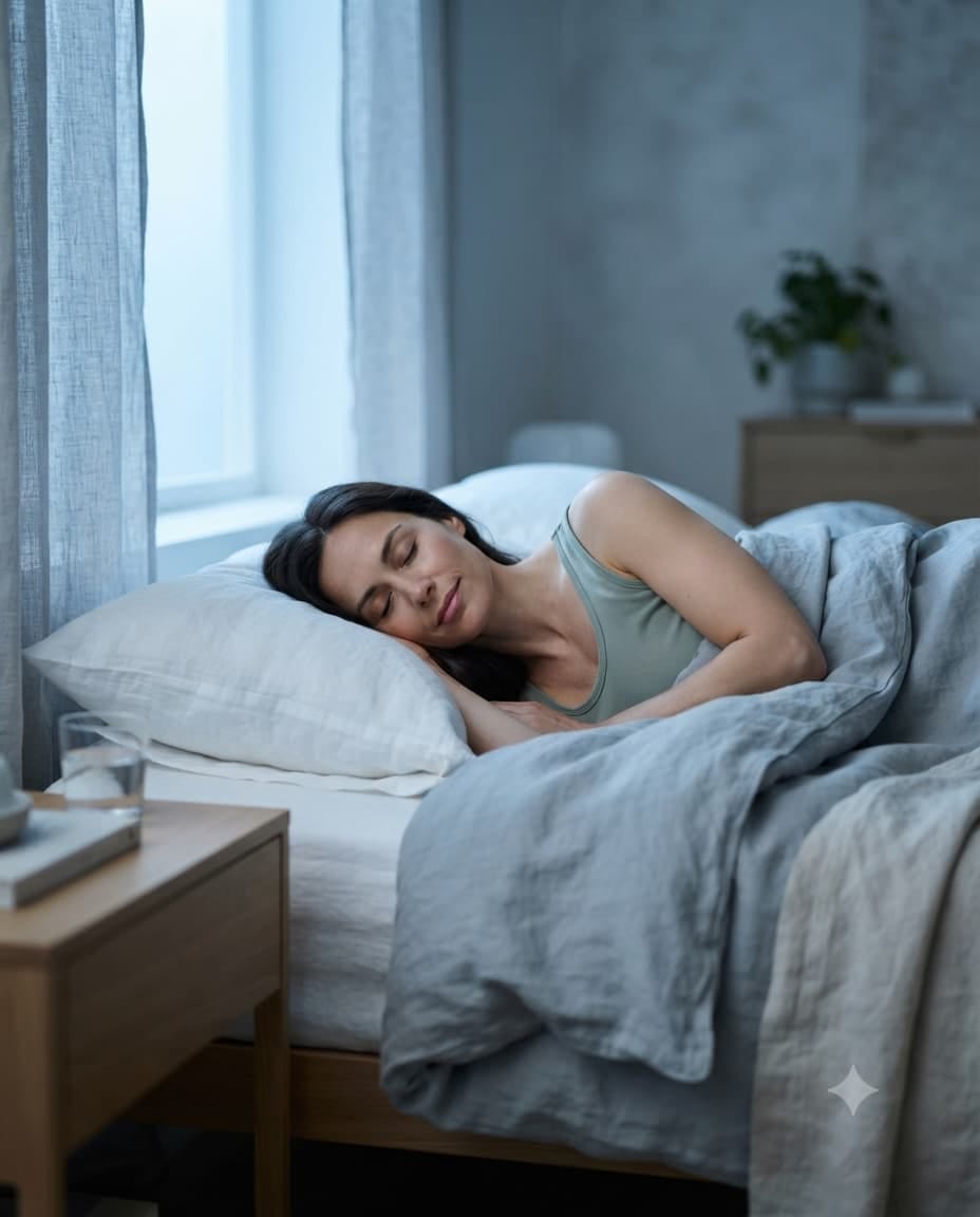 personne qui dort au frais grâce au surmatelas thermorégulé CLIMSOM