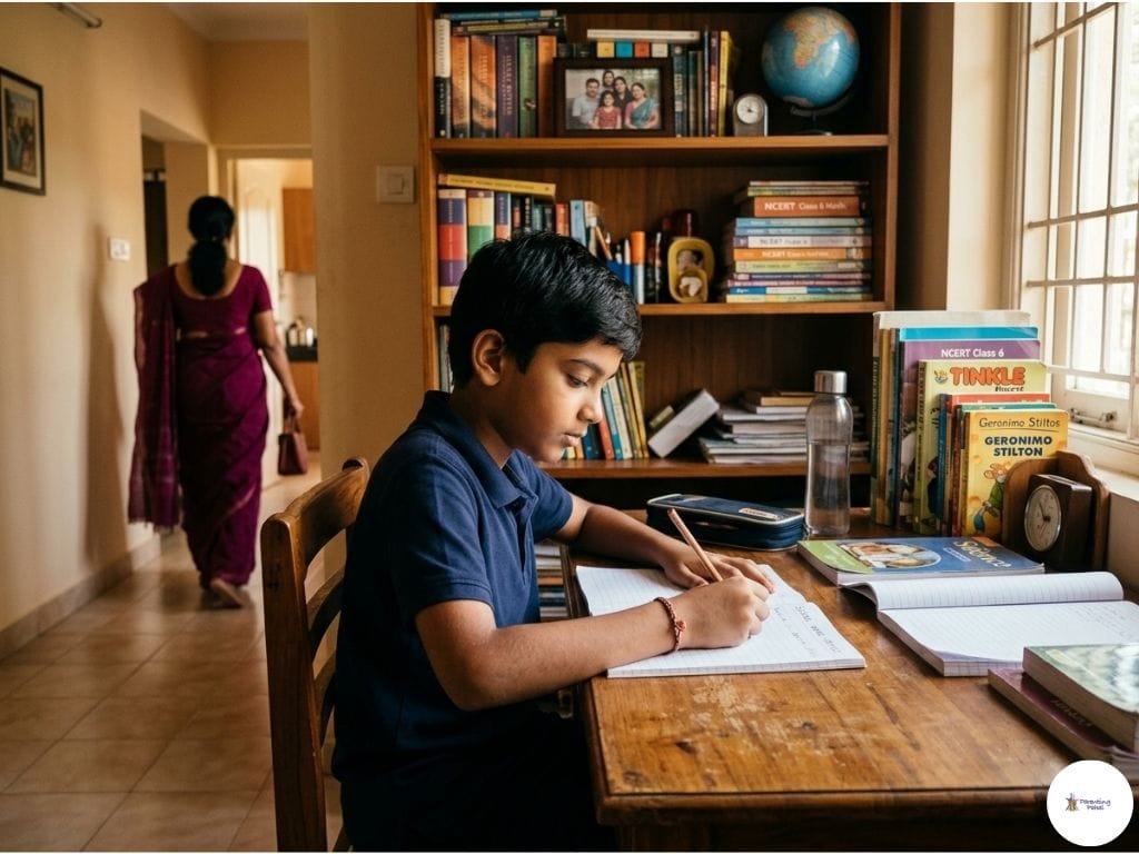 Child at study table