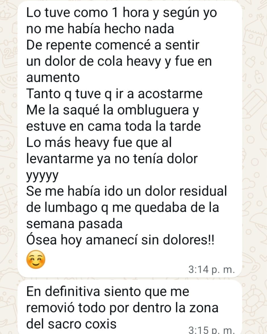 Testimonio de clienta sobre la eliminación del lumbago