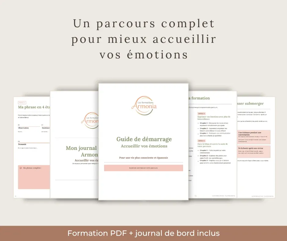 Aperçu de la formation Accueillir vos émotions: guide, journal de bord et pages d’exercices