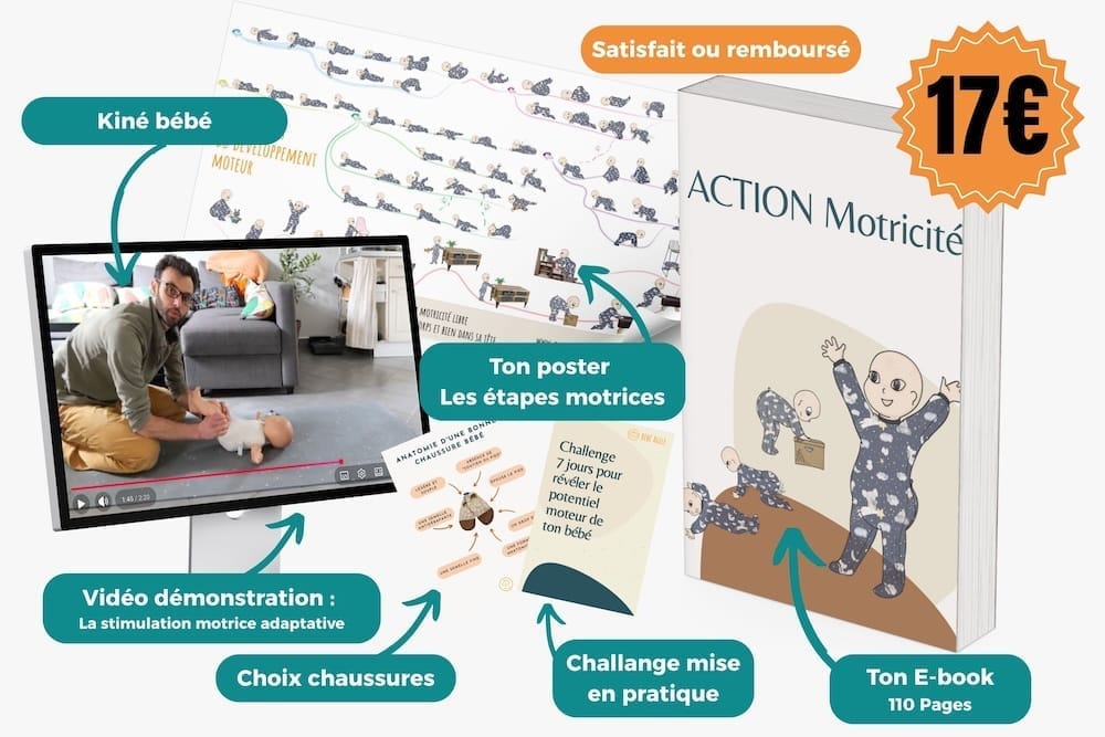 Mokup du livre les 3 piliers de la motricité du bébé