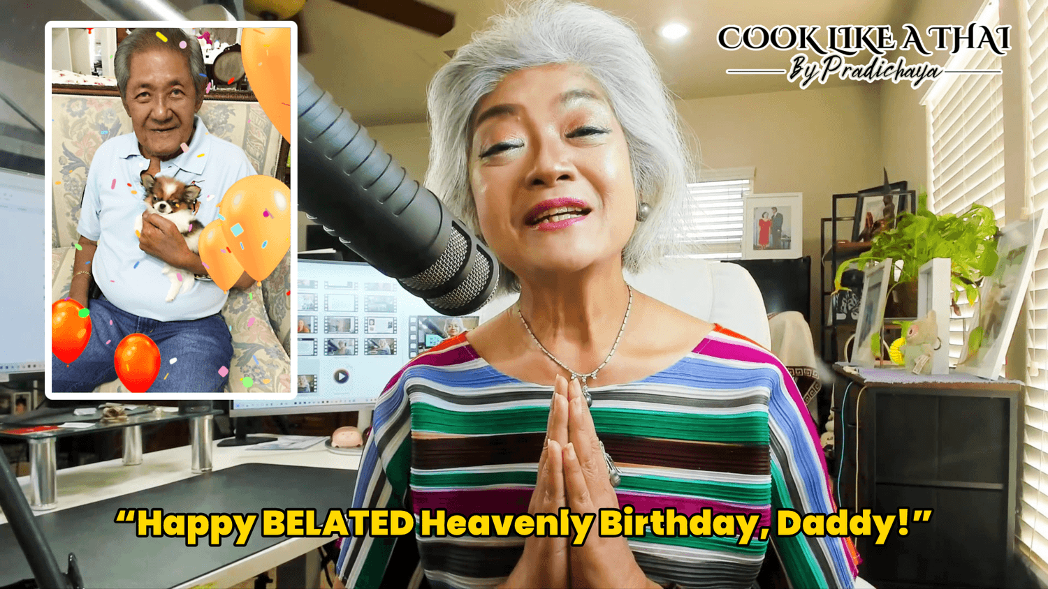 Thai temple food offering green curry, the merit-making for my dad on his birthday