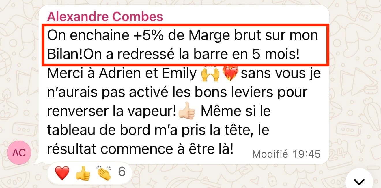 +5% de marge brute pour Alexandre