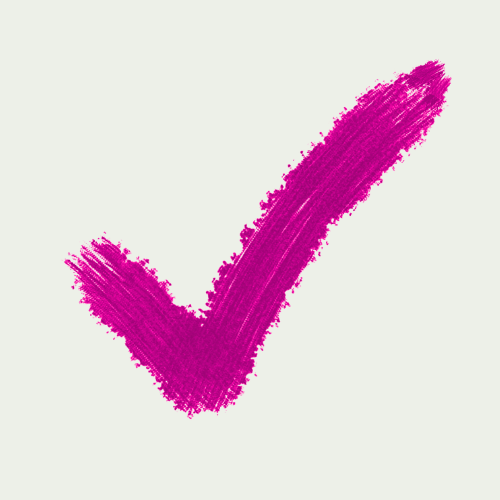 magenta tick above writing